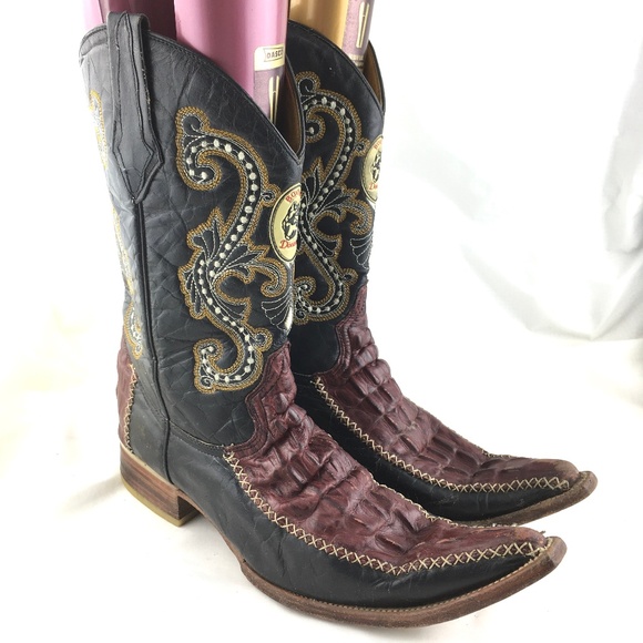 Donaldo Other - Donaldo cowboy boots black red crocodile leather